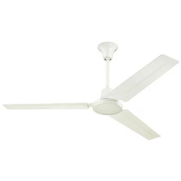 56 in. Industrial 3 White Steel Blades Indoor Ceiling Fan; White with Wall Control, Brightbomb, Mfr#: BR603451